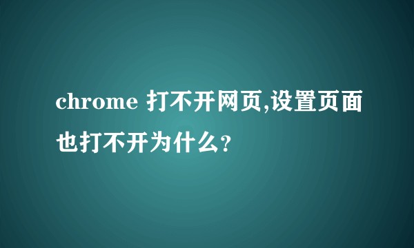 chrome 打不开网页,设置页面也打不开为什么？