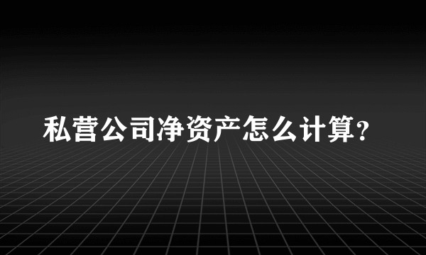 私营公司净资产怎么计算？