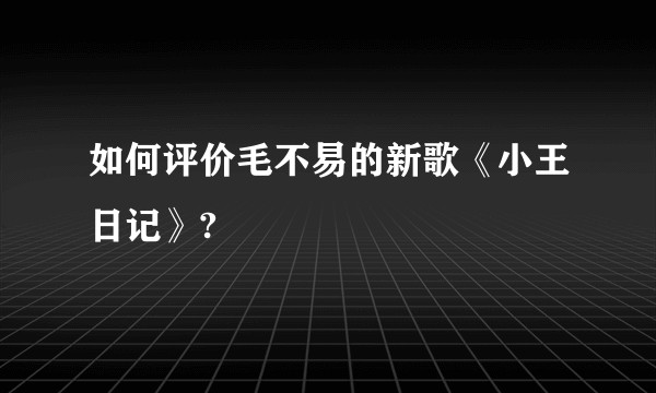 如何评价毛不易的新歌《小王日记》?