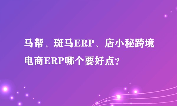 马帮、斑马ERP、店小秘跨境电商ERP哪个要好点？