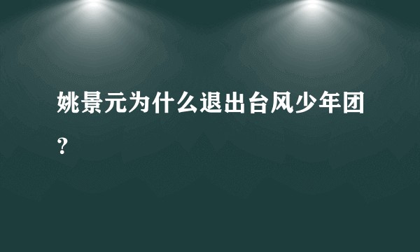 姚景元为什么退出台风少年团？