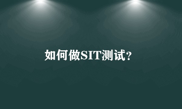 如何做SIT测试?