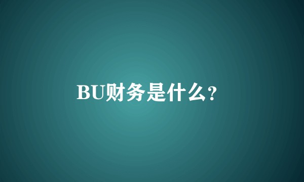 BU财务是什么？