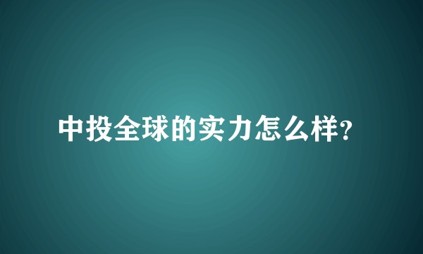 中投全球的实力怎么样？