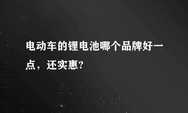 电动车的锂电池哪个品牌好一点，还实惠?