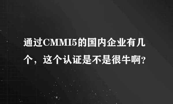 通过CMMI5的国内企业有几个，这个认证是不是很牛啊？