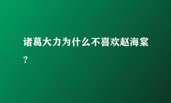 诸葛大力为什么不喜欢赵海棠？