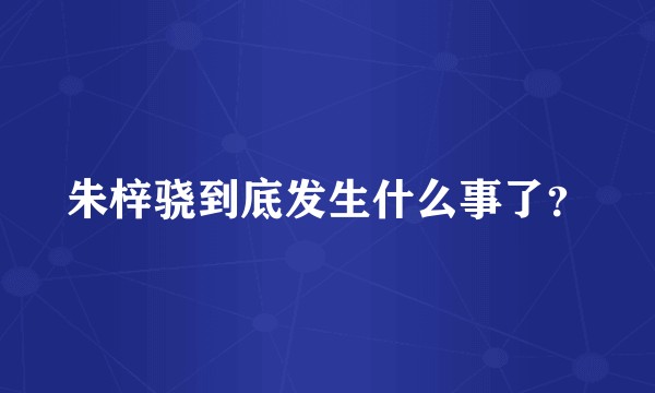 朱梓骁到底发生什么事了？