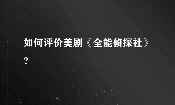 如何评价美剧《全能侦探社》？