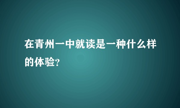 在青州一中就读是一种什么样的体验？