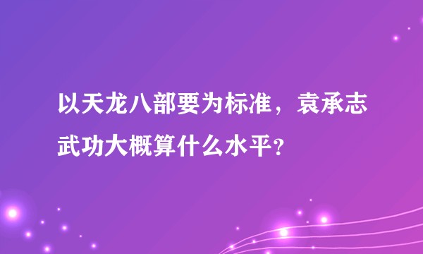 以天龙八部要为标准，袁承志武功大概算什么水平？