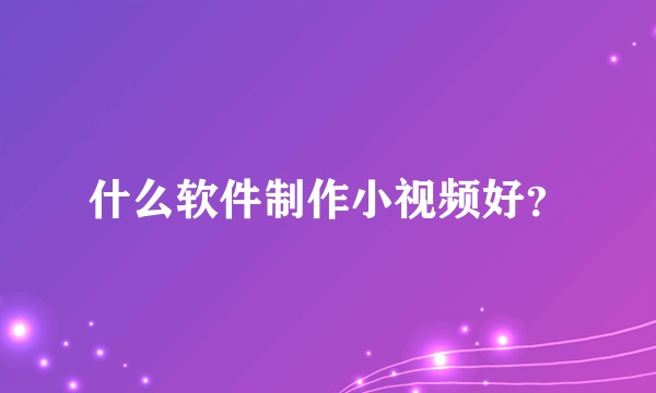 什么软件制作小视频好?