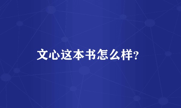文心这本书怎么样？