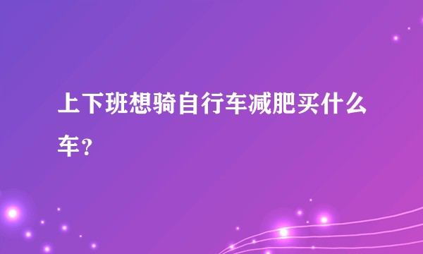上下班想骑自行车减肥买什么车？