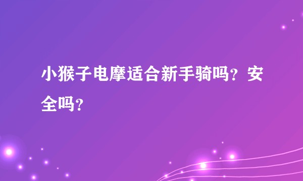 小猴子电摩适合新手骑吗？安全吗？