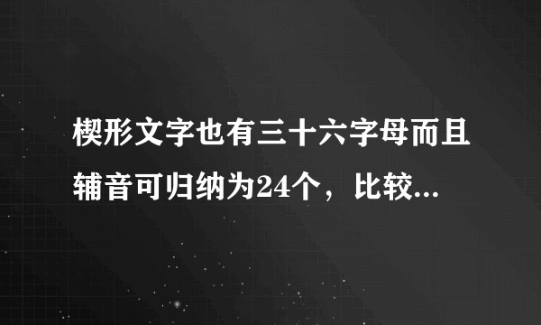 楔形文字也有三十六字母而且辅音可归纳为24个，比较一下，还能说中古三十六字母对应三十六个辅音吗？