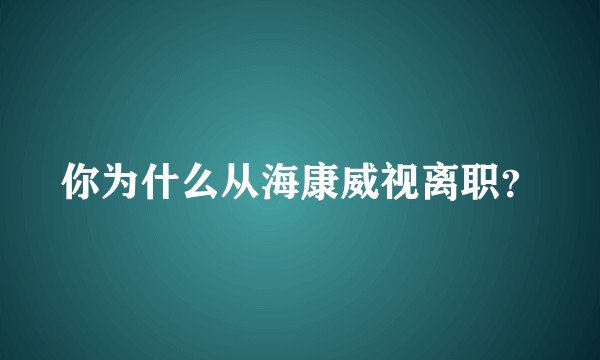 你为什么从海康威视离职？