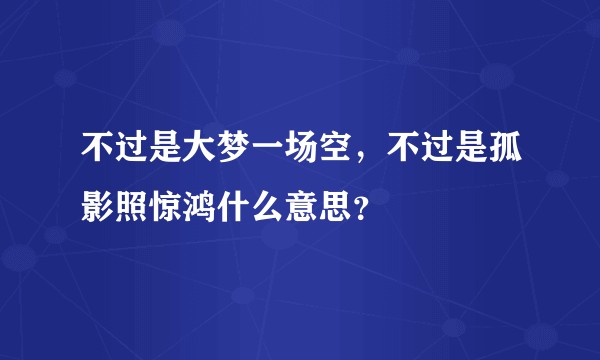 不过是大梦一场空，不过是孤影照惊鸿什么意思？