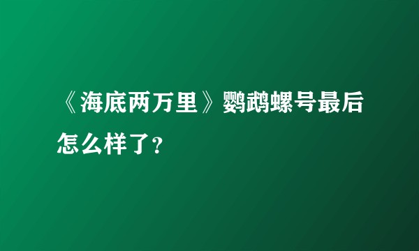 《海底两万里》鹦鹉螺号最后怎么样了？
