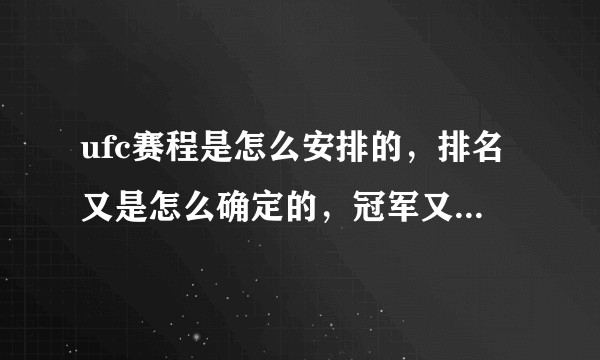 ufc赛程是怎么安排的，排名又是怎么确定的，冠军又是怎么产生的？