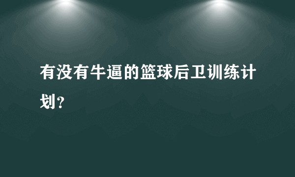 有没有牛逼的篮球后卫训练计划？
