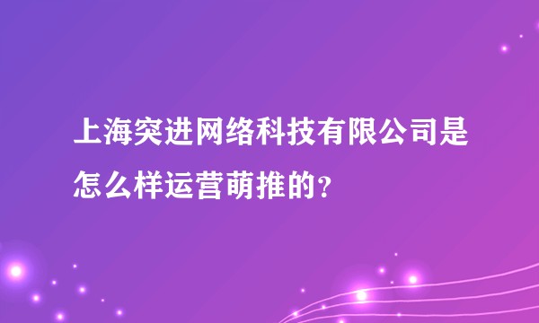 上海突进网络科技有限公司是怎么样运营萌推的？
