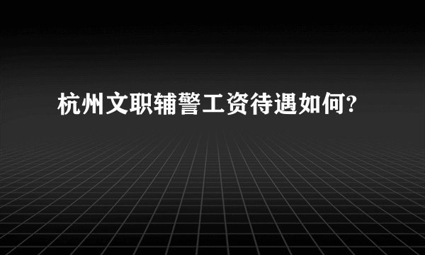 杭州文职辅警工资待遇如何?