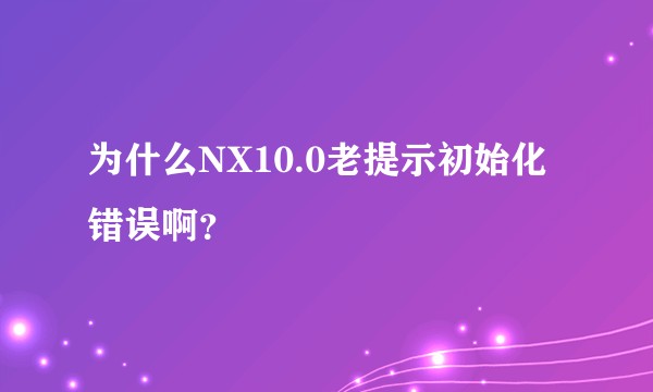 为什么NX10.0老提示初始化错误啊？
