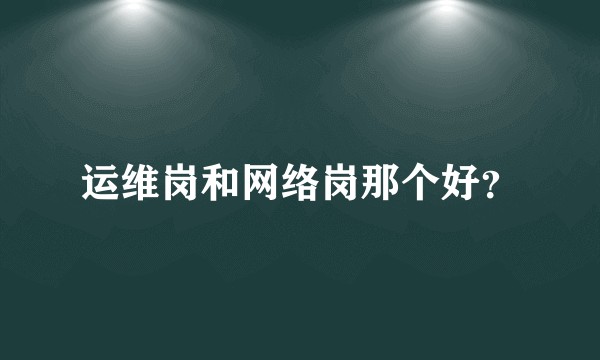 运维岗和网络岗那个好?