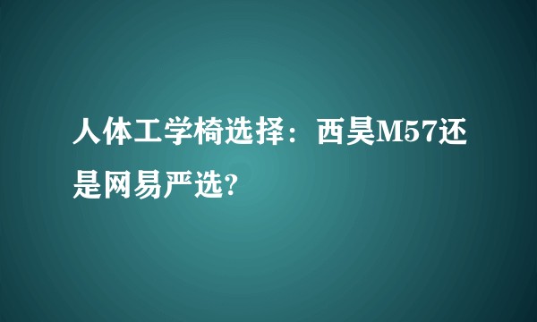 人体工学椅选择：西昊M57还是网易严选?