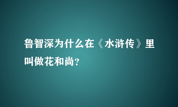 鲁智深为什么在《水浒传》里叫做花和尚?